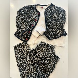 Vintage 90s Hartstrings girls 3-piece leopard print and rose outfit